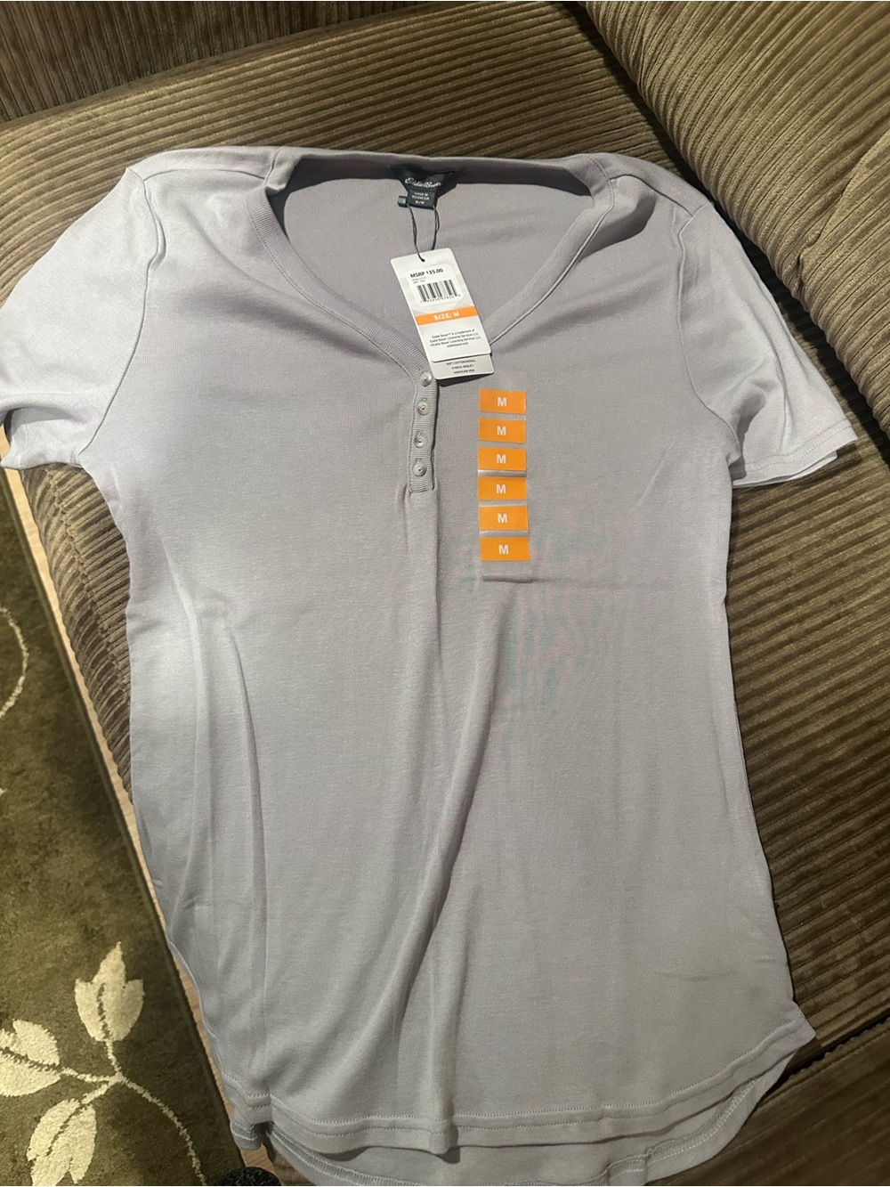Eddie Bauer Short Sleeve Henley Top - Light gray